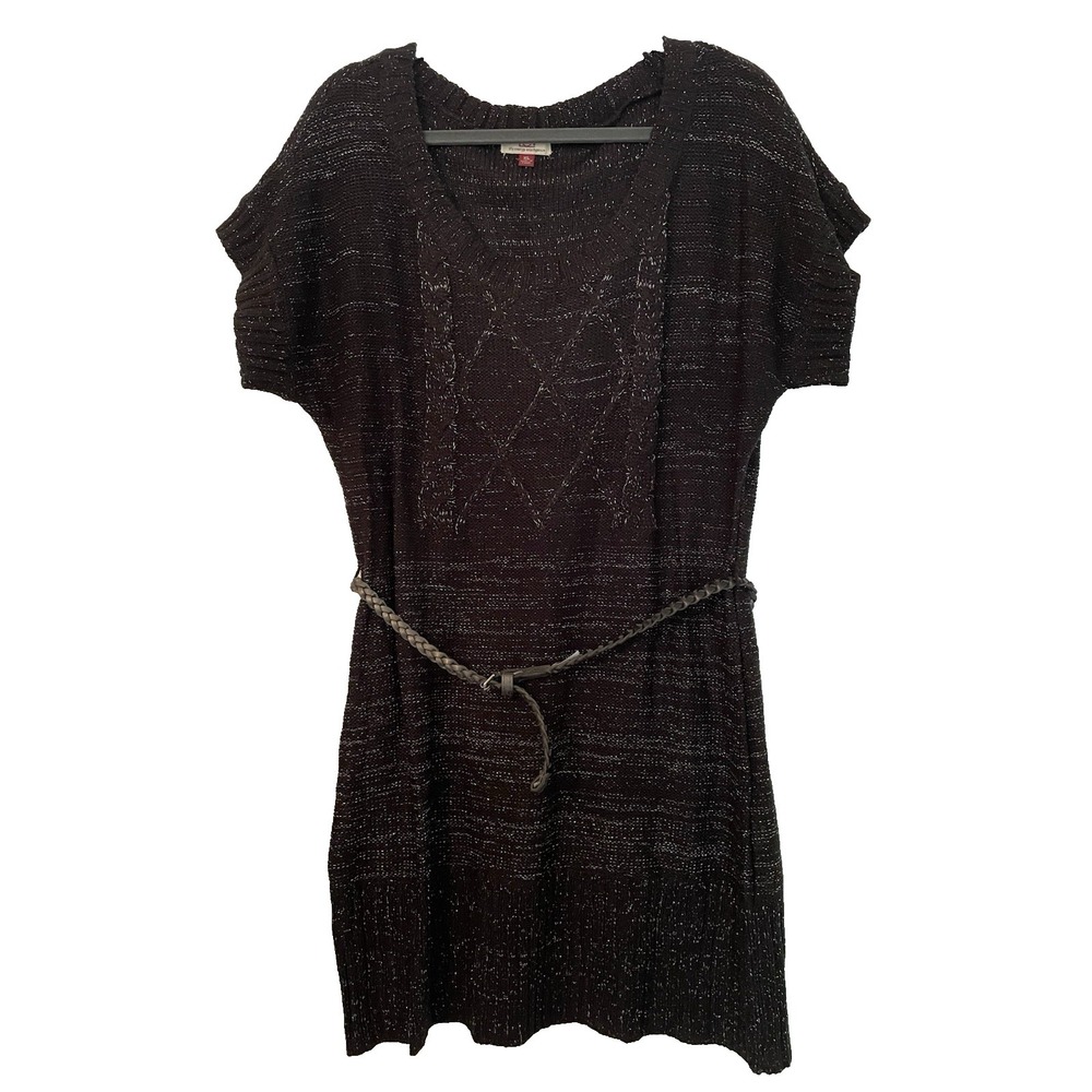 LEI dress xl Black Sweater‎ Belted Y2K Juniors Metallic Goth x-large